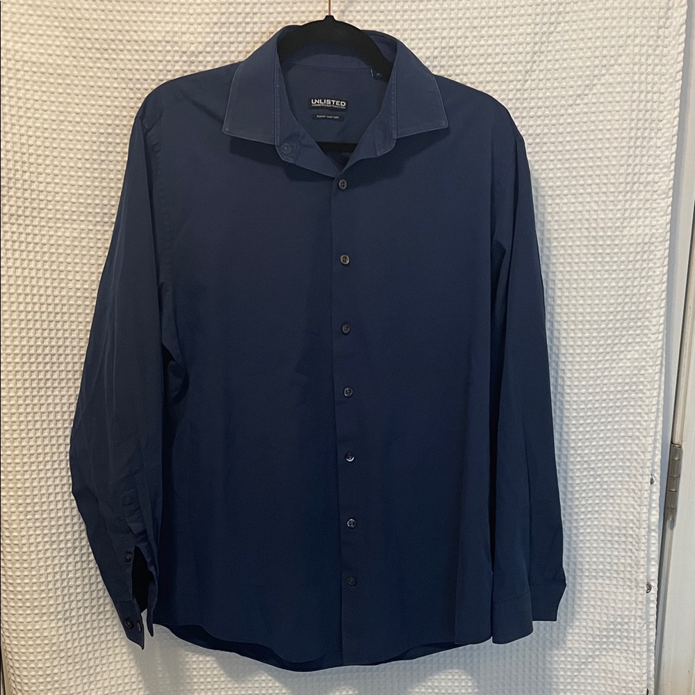 Unlisted by Kenneth Cole Deep Blue Dress Shirt Mens Large